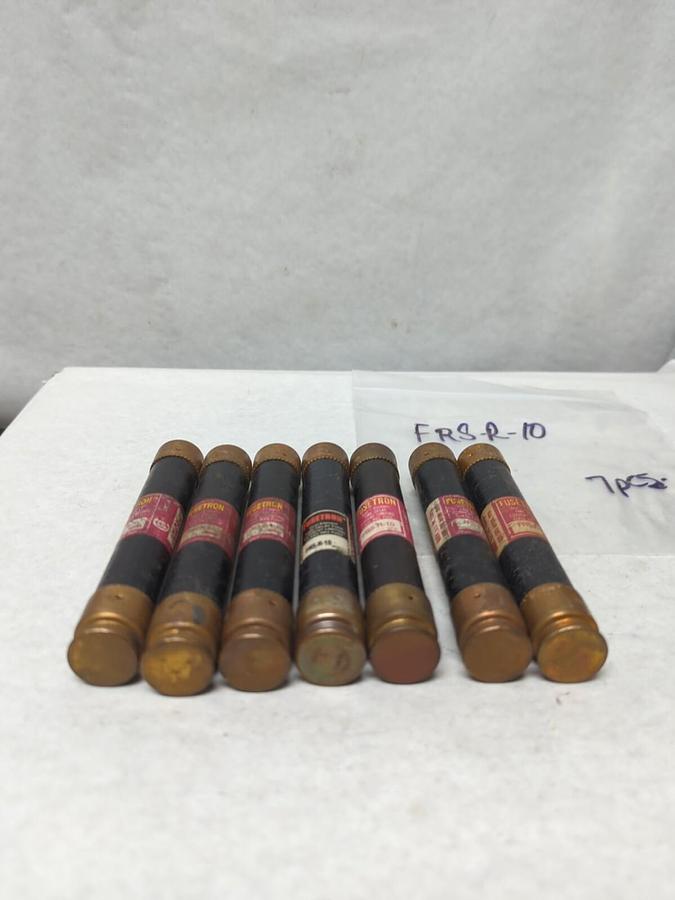 Used COOPER BUSSMANN,FRS-R-10,FUSETRON 10 AMP FUSE LOT OF 7 PRE-OWNED