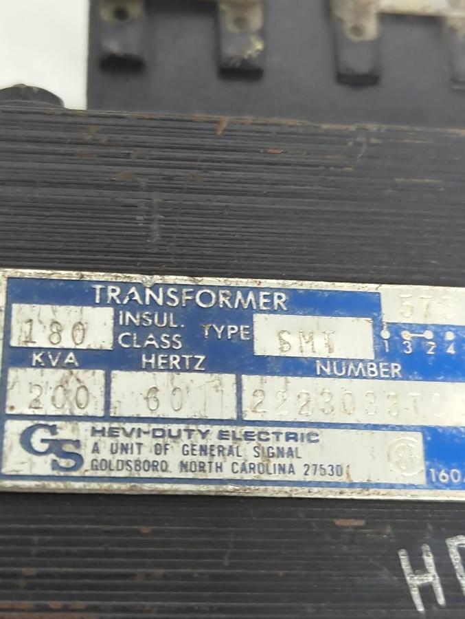 Used GS,180 SMT,HEAVY DUTY TRANSFORMER 200KVA 60HZ PRE-OWNED