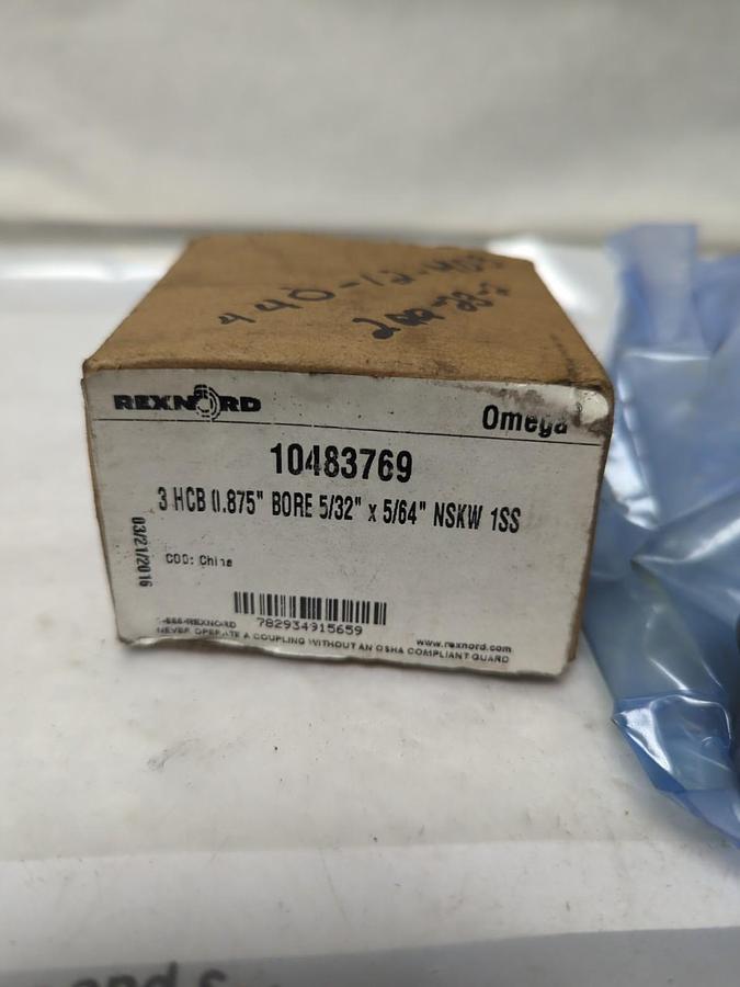 REXNORD,10483769,3HCB HUB 0.875" BORE 5/32" X 5/64" NSKW 1SS NOS