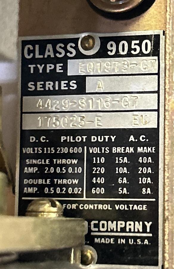 SQUARE D,4429-S116-G7,CONTACTOR NOS