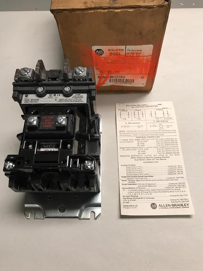 Allen Bradley,500L-BOD92,AC Lighting Contactor 30 AMP 115 V