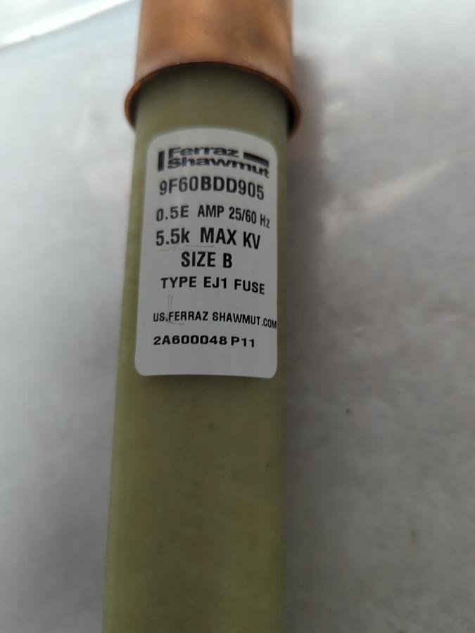 Used FERRAZ SHAWMUT,9F60BDD905,TYPE EJ1 SIZE B FUSE .05E AMP 5.5K PRE-OWNED