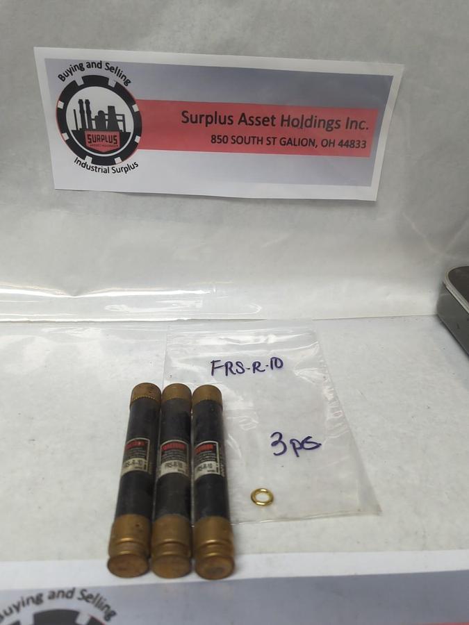 Used COOPER BUSSMANN,FRS-R-10,FUSETRON 10 AMP FUSE LOT OF 3 PRE-OWNED