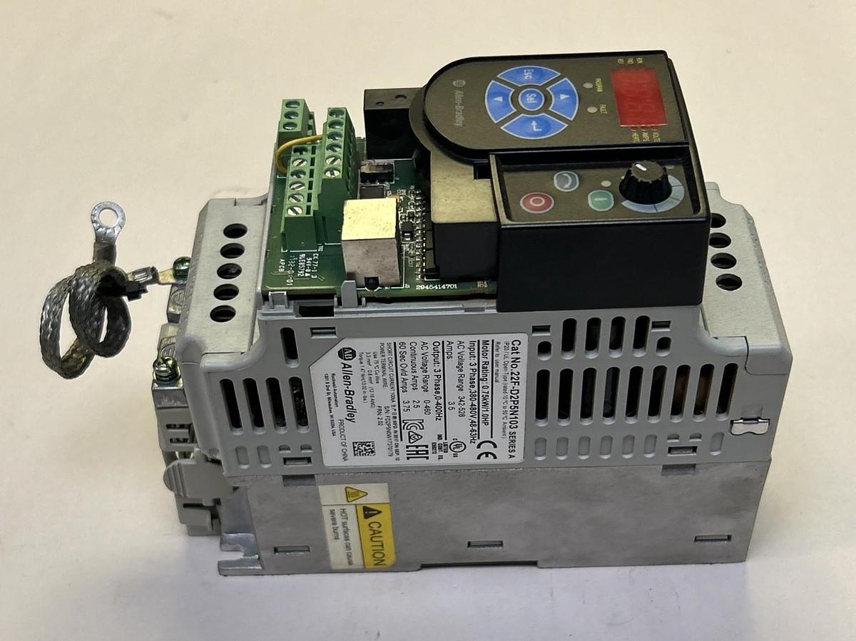 Used ALLEN BRADLEY,22F-D2P5N103,POWER FLEX AC DRIVE VFD 1HP 480V