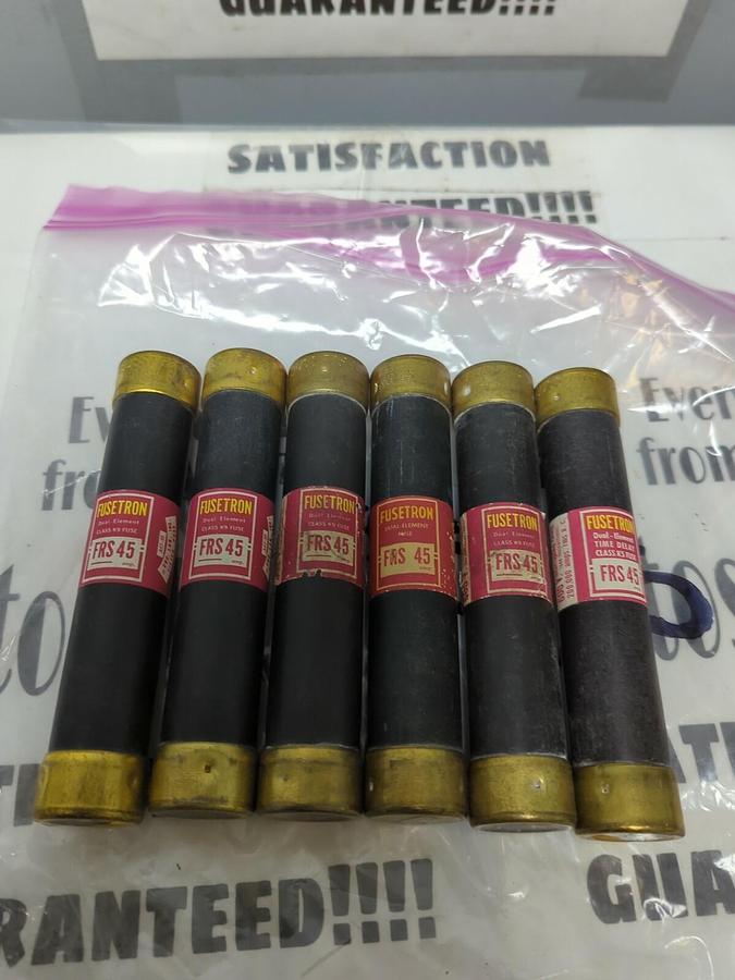 FUSETRON,FRS-45,CLASS K9 FUSE 45 AMP LOT OF 6 NOS