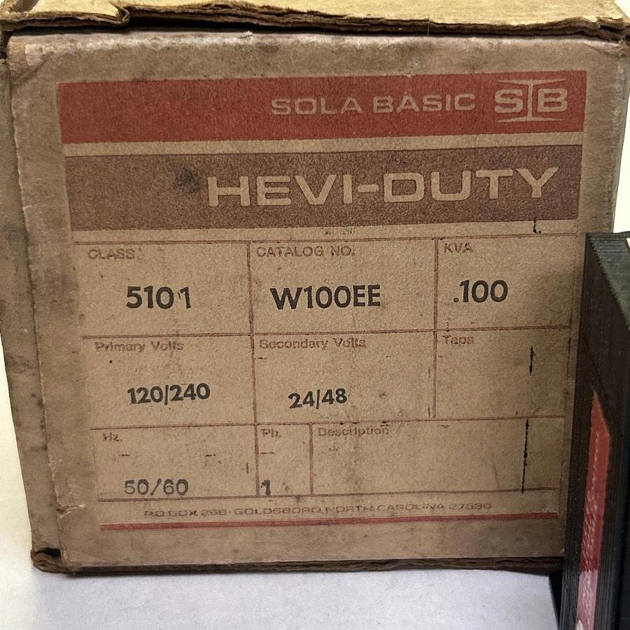 Used SOLA,W100EE,HEAVY DUTY TRANSFORMER .100KVA 120/240V NOS