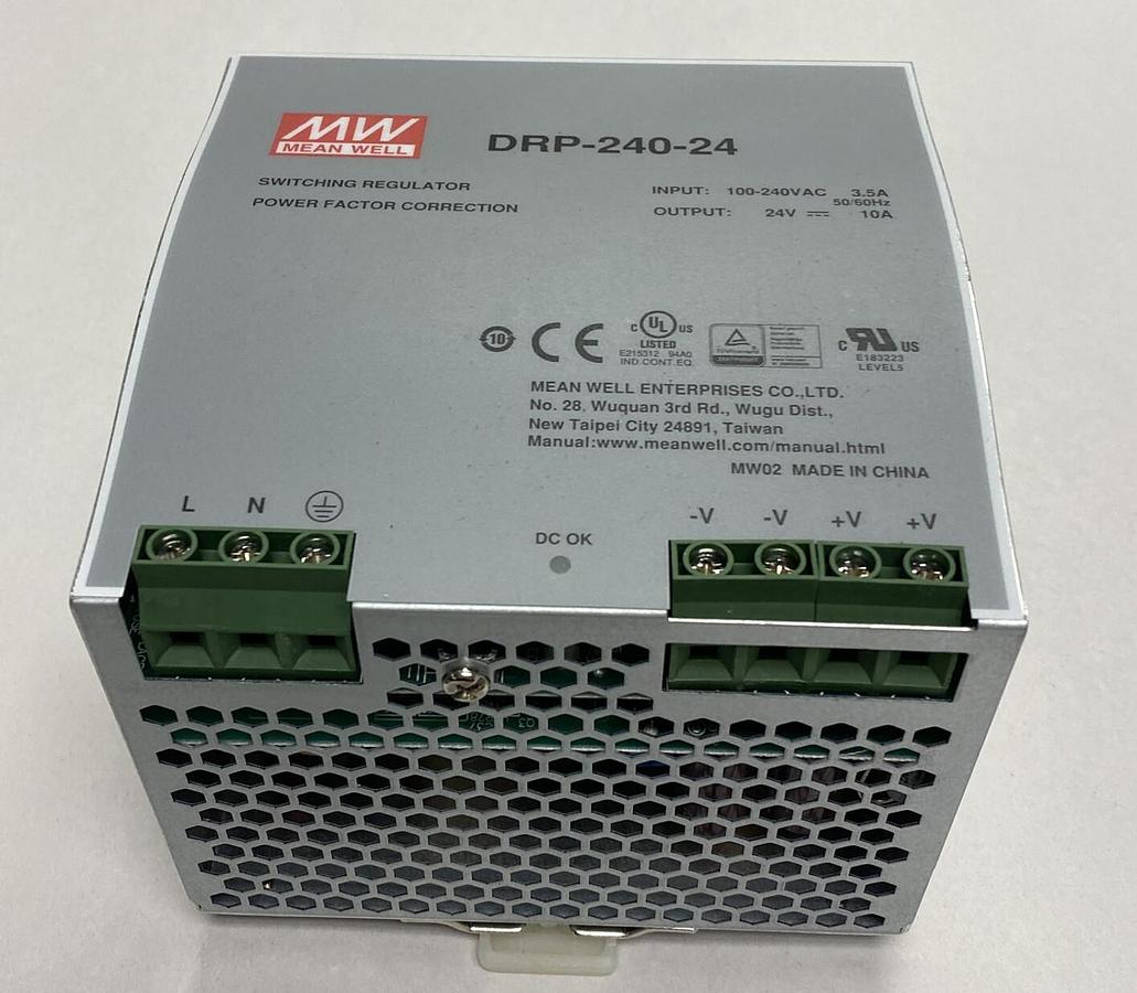 Used MEAN WELL,DRP-240-24,SWITCHING POWER SUPPLY