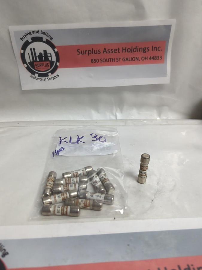 Used LITTELFUSE,KLK-30,FAST-ACTING 30 AMP FUSE LOT OF 11 PRE-OWNED