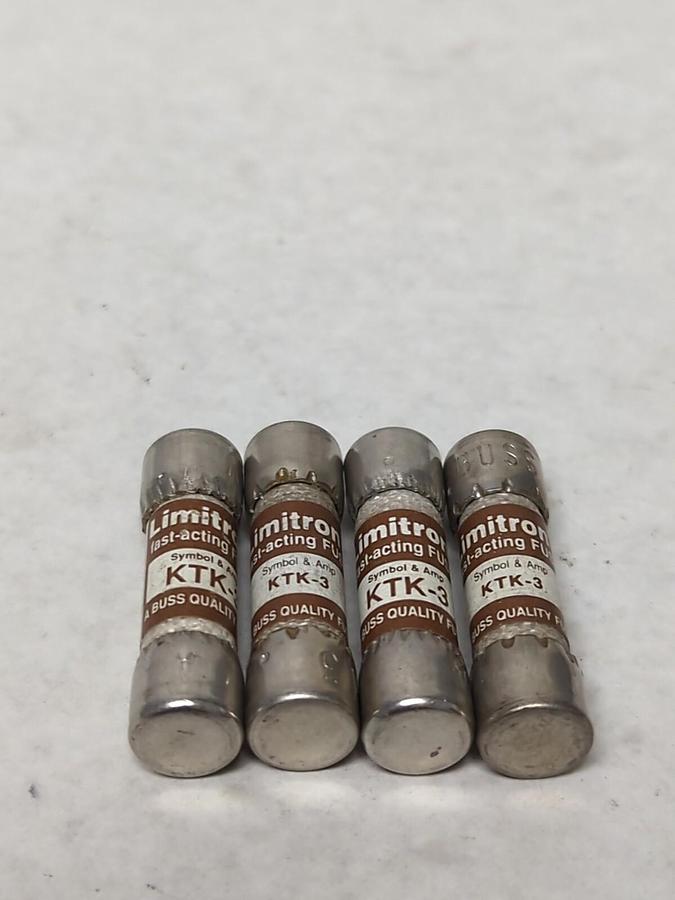 COOPER BUSSMANN,KTK-3,LIMITRON 3 AMP FUSE LOT OF 4 NOS