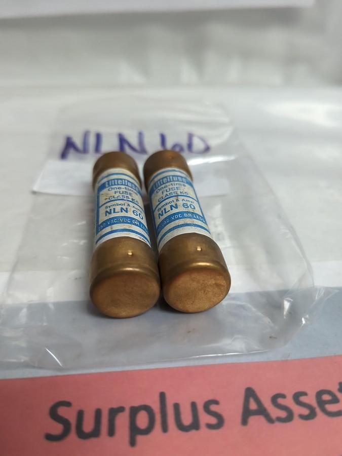 Used LITTELFUSE,NLN60.ONE-TIME 60 AMP FUSE LOT OF 2 PRE-OWNED