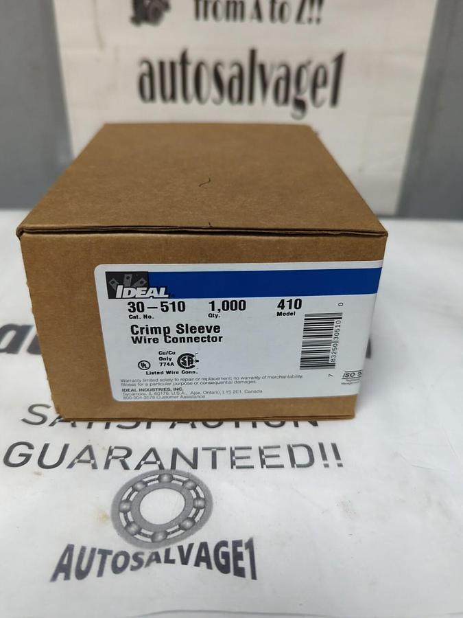 IDEAL,30-510,MODEL 410 CRIMP SLEEVE WIRE CONNECTORS BOX OF 1000 NEW