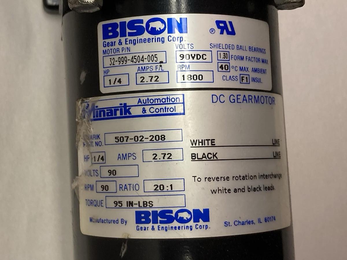 Bison,32-999-4504-005 507-02-208,DC Gear Motor 1/4HP 90V 2.72A