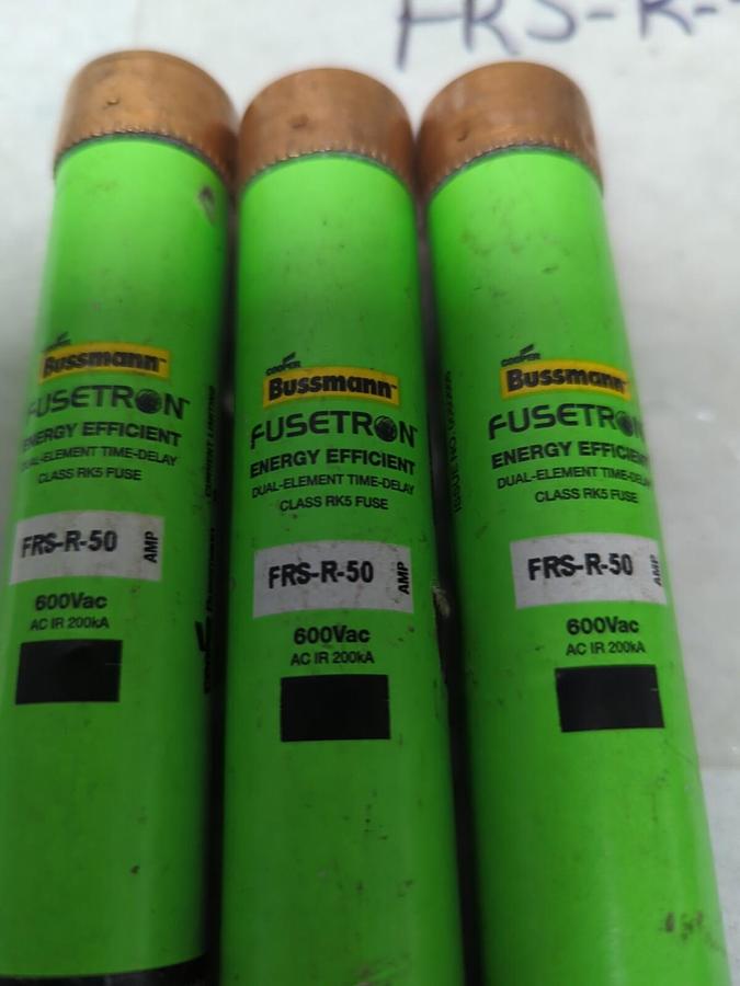 Used COOPER BUSSMANN,FRS-R-50,FUSETRON 50 AMP FUSE LOT OF 3 PRE-OWNED