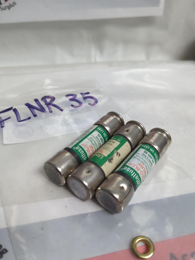 Used LITTELFUSE,FLNR-35,POWR-GARD 35 AMP FUSE LOT OF 3 PRE-OWNED