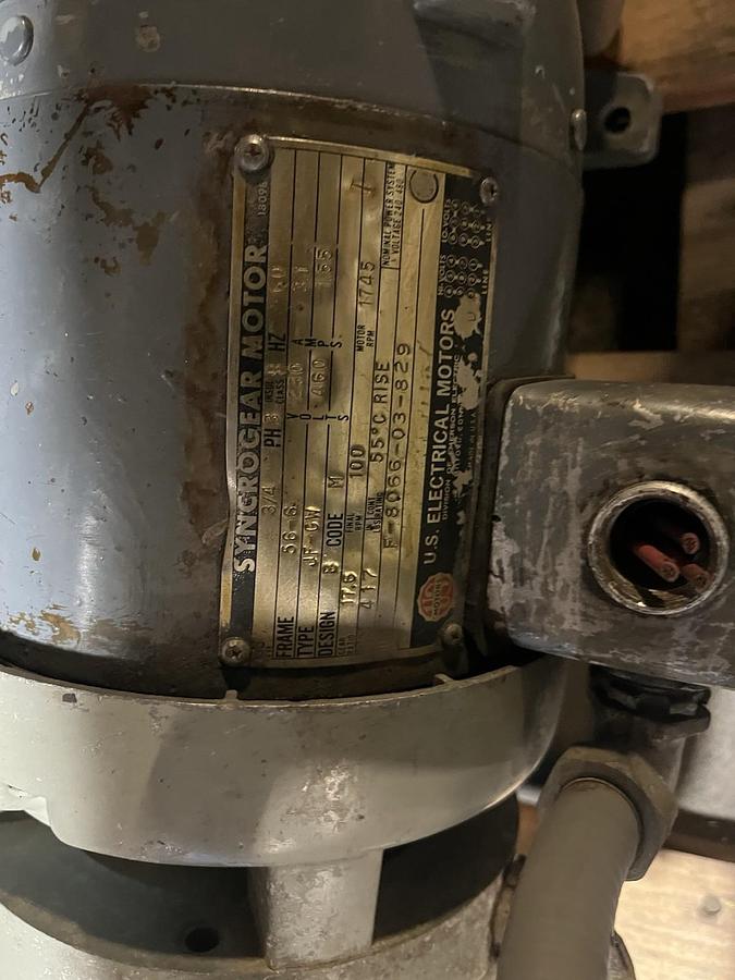 Used US MOTORS,JF-GW,SYNCROGEAR GEARMOTOR INPUT 3/4HP 1745RPM RATIO 17.6 FR 56-6
