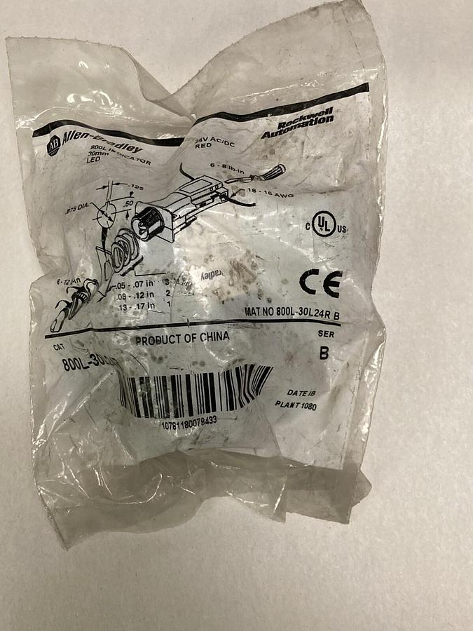Used Allen Bradley,800L-30L24R,Ser B Red Push Button