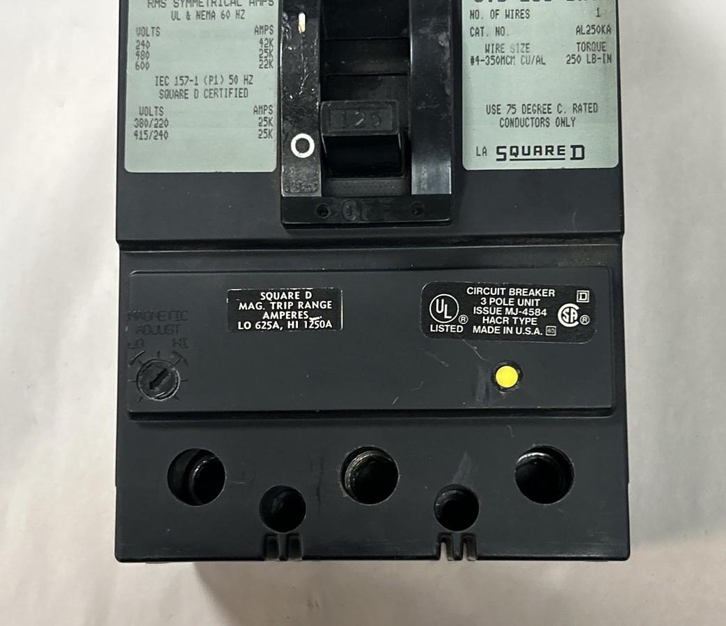 Used SQUARE D,KAL36125,CIRCUIT BREAKER 125A 600V 3P