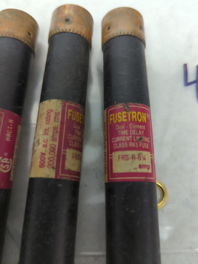 Used COOPER BUSSMANN,FRS-R-6-1/4,FUSETRON 6-1/4 AMP FUSE LOT OF 4 PRE-OWNED
