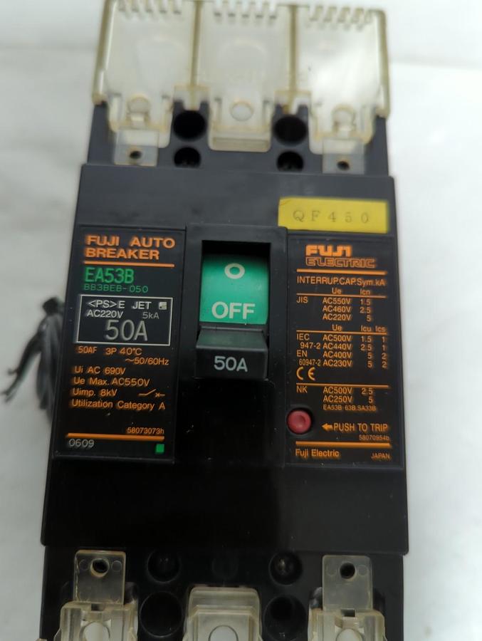 Used FUJI,BB3BEB-050,CIRCUIT BREAKER 50 AMP 3-POLE PRE-OWNED