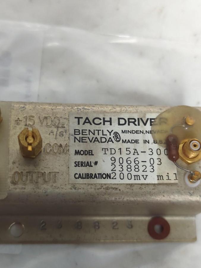 Used BENTLY NEVADA,TD15A-300,CALIBRATION 200mv mil TACH DRIVE PRE-OWNED