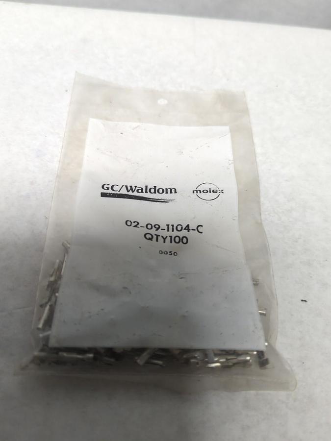 Used GC/WALDOM MOLEX,02-09-1104-C,CRIMP CONNECTOR PINS FEMALE BAG OF 100 PCS NOS