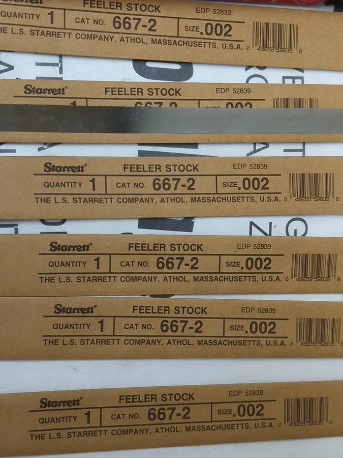 STARRETT,667-2,FEELER STOCK LOT OF 6 EDP 52839