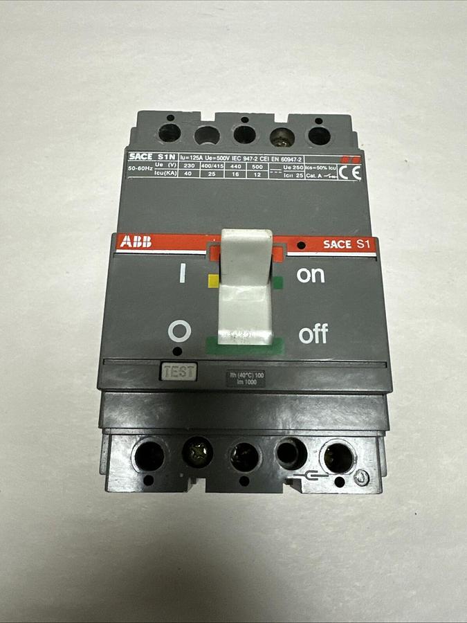 Used ABB,SACE S1N,Circuit Breaker 500V 125A 3 Pole