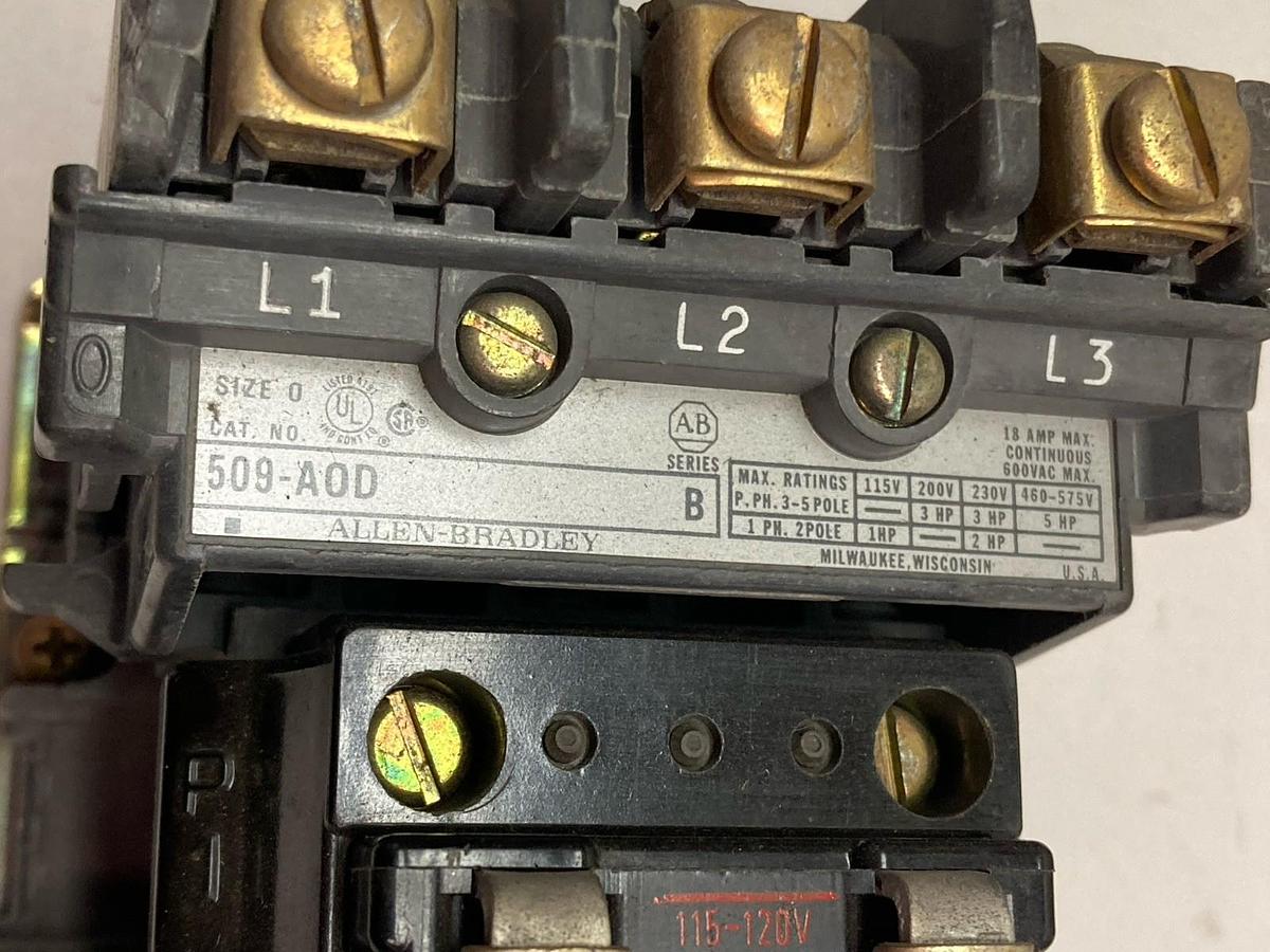 Used Allen Bradley,509-A0D,Ser B Motor Starter Nema Size 0
