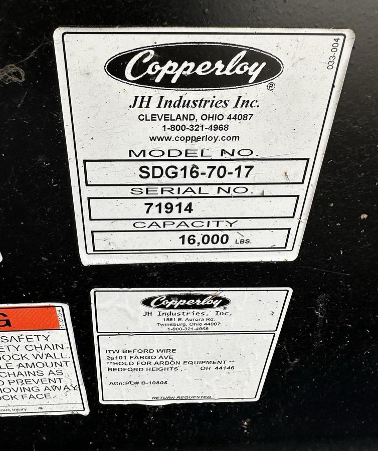 Used Copperloy,SDG16-70-17,16,000 lb Stationary Dock Ramp