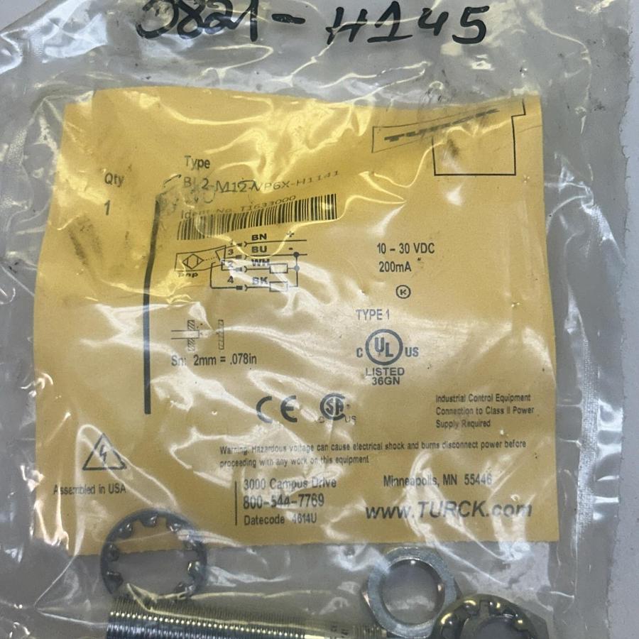 Used TURCK,BI2-M12-VP6X-H1141,PROXIMITY SENSOR NOS