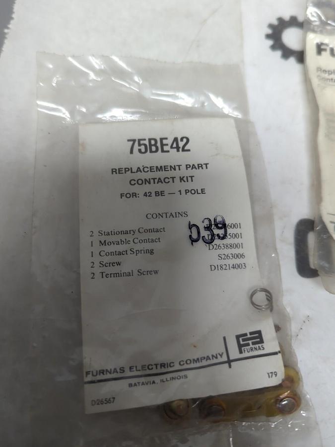 FURNAS,75BE42,CONTACT KIT REPLACEMENT FOR 42BE LOT OF 3 NOS