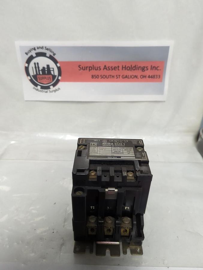 Used SQUARE D,8502-SC0-2,CONTACTOR SIZE 1 PRE-OWNED