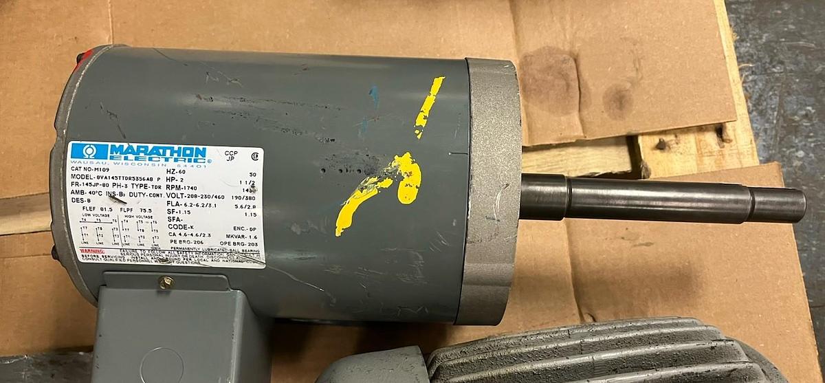 Used MARATHON,M109,PUMP MOTOR 2HP FR 145JP-80 1740RPM 3PH