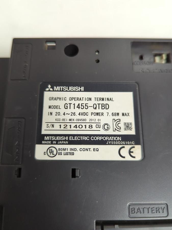 Used MITSUBISHI,GT1455-QTBD,GRAPHIC OPERATIONAL TERMINAL TOUCHSCREEN PRE-OWNED