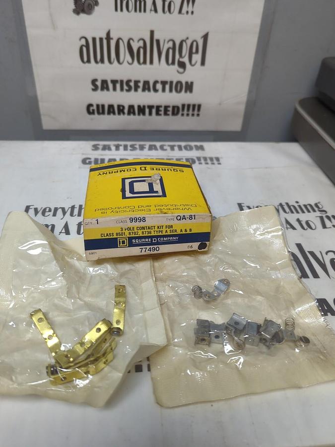 SQUARE D,QA-81,3-POLE CONTACT KIT CLASS 9998 TYPE-A SERIES A&B NEW