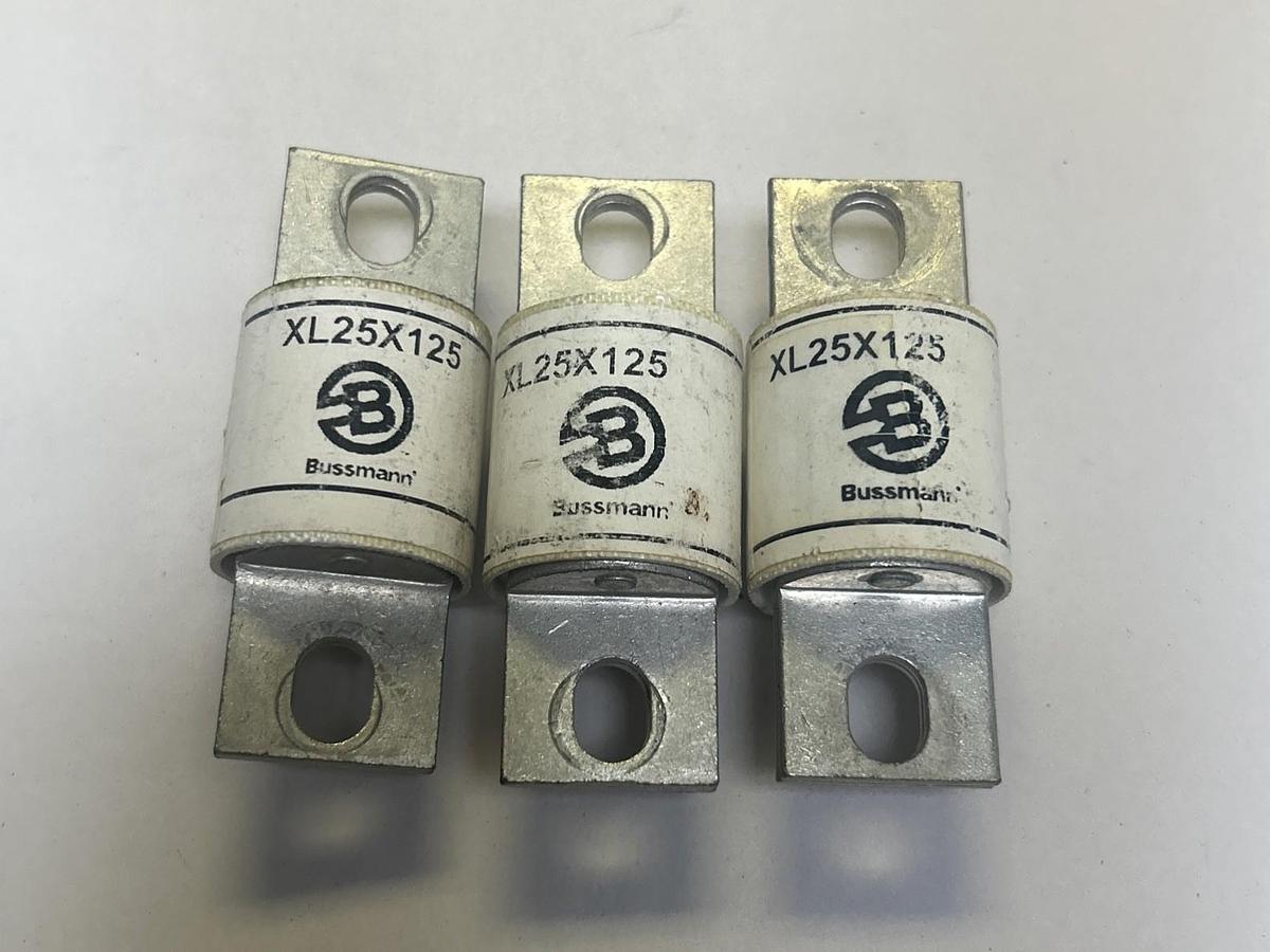 Used BUSSMANN,XL25X125,FUSE 125A 250V LOT OF 3