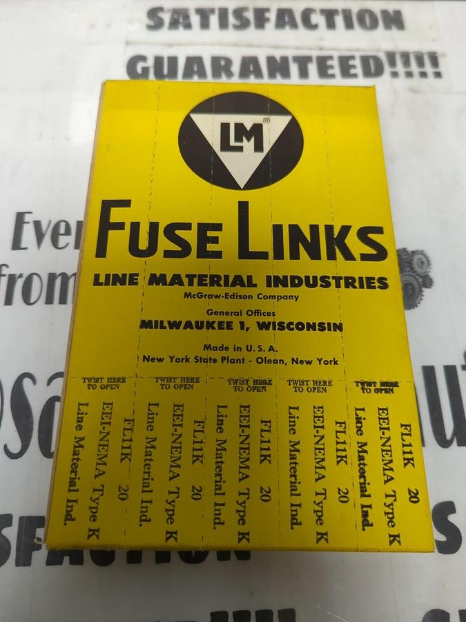 LM MCGRAW-EDISON CO.,EEI-NEMA TYPE K..FL11K,20 AMP FUSE LINK BOX OF 5 NOS