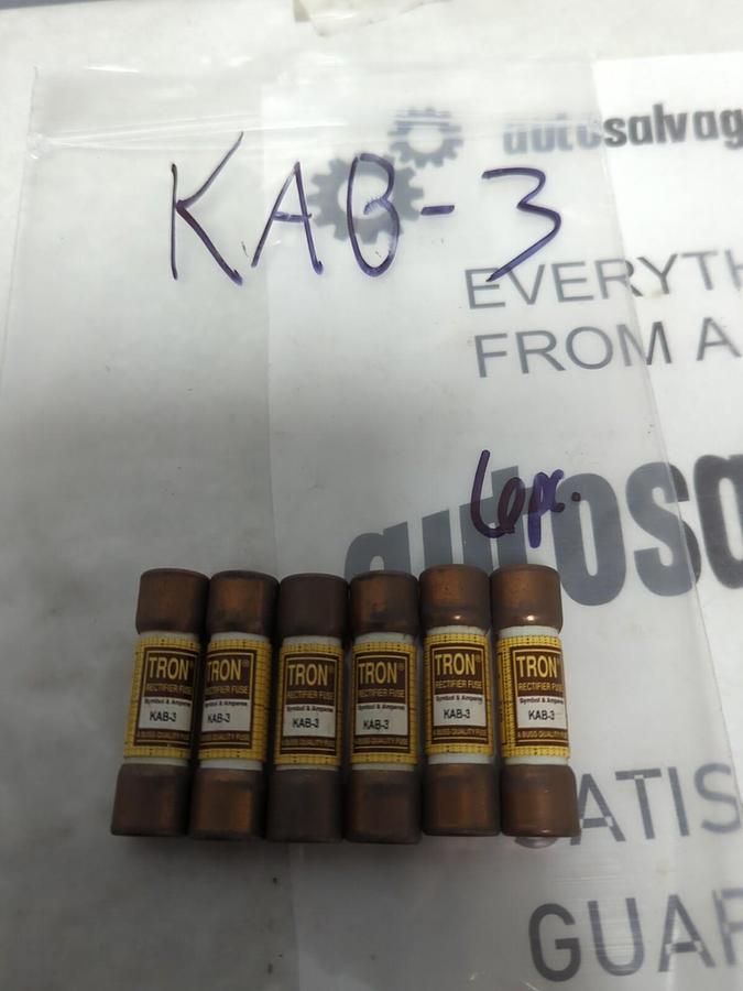 COOPER BUSSMANN,KAB-3,TRON 3 AMP FUSE LOT OF 6 NOS