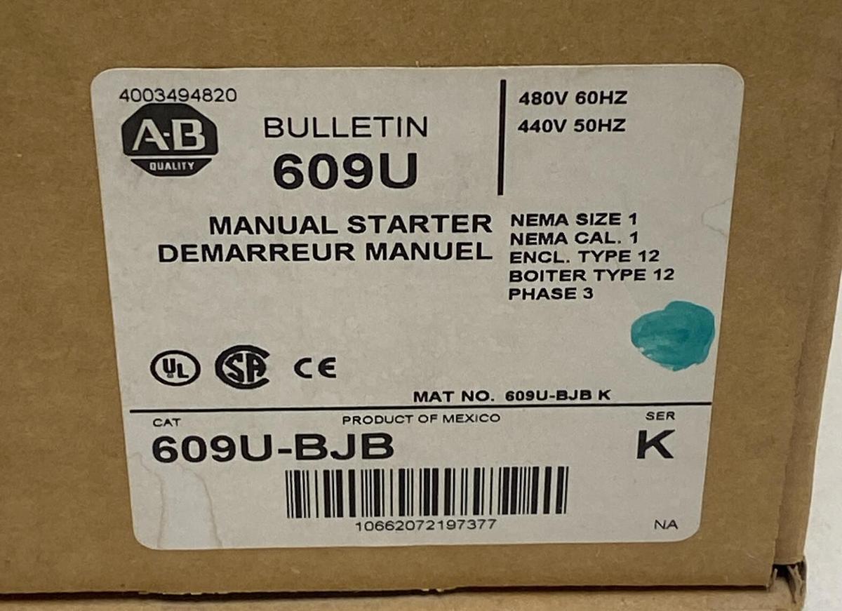 Used ALLEN BRADLEY,609U-BJB,SER K MANUAL STARTER NEW