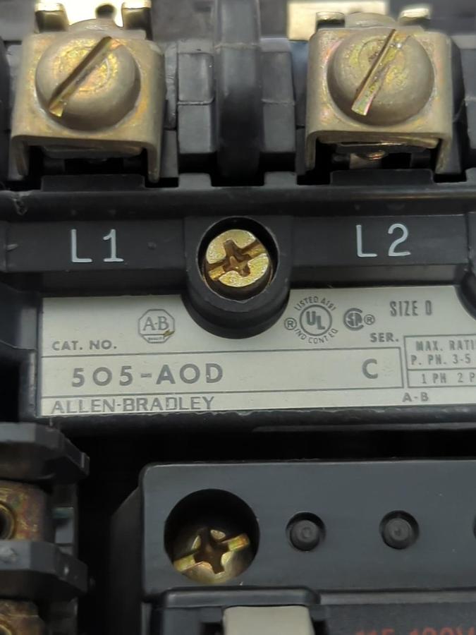 Used ALLEN BRADLEY,505-AOD,REVERSING STARTER SER C SIZE 0 18 AMP PRE-OWNED