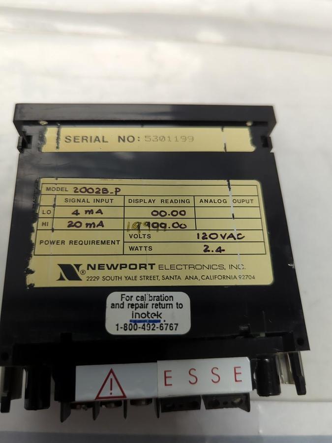 Used NEWPORT,2002B-P,PROCESS PANEL METER 2.4 WATTS 120VAC PRE-OWNED
