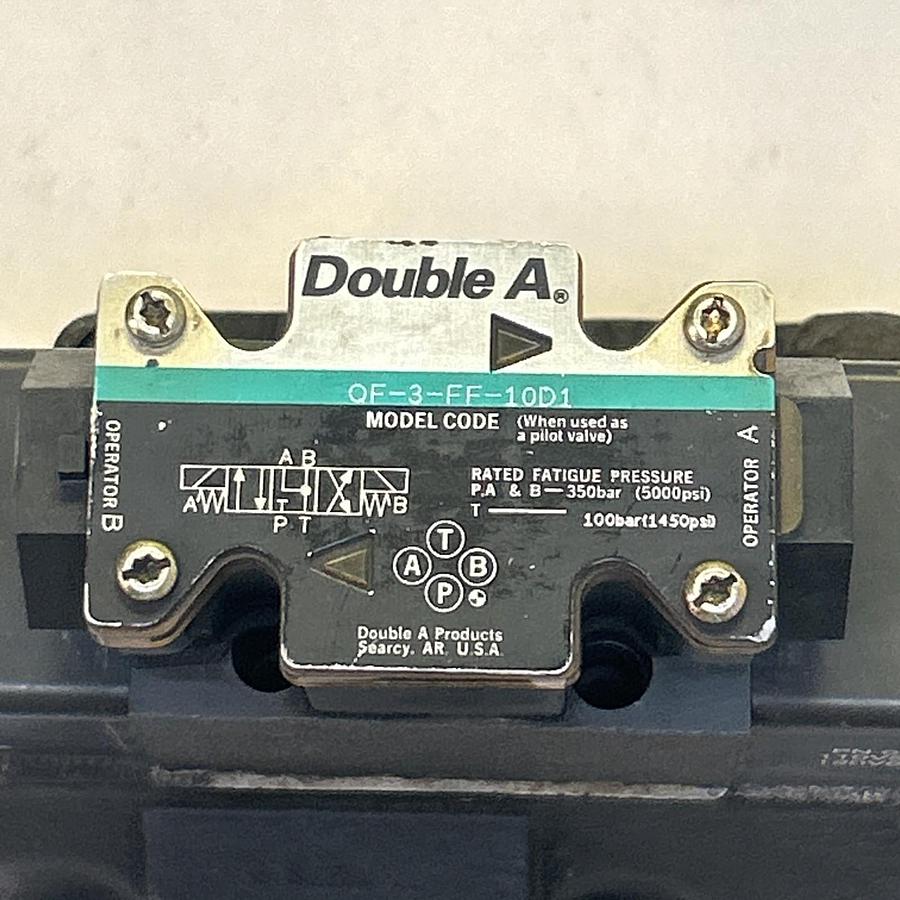 Used DOUBLE A,QF-3-FF-10D1,HYDRAULIC DIRECTIONAL CONTROL VALVE