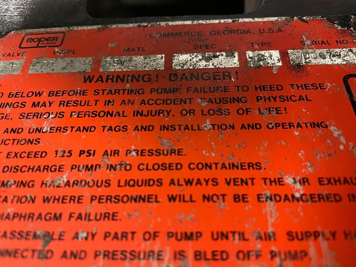 Used ROPER,70-SSV,2 INCH DOUBLE DIAPHRAGM PUMP WITH VALVE F