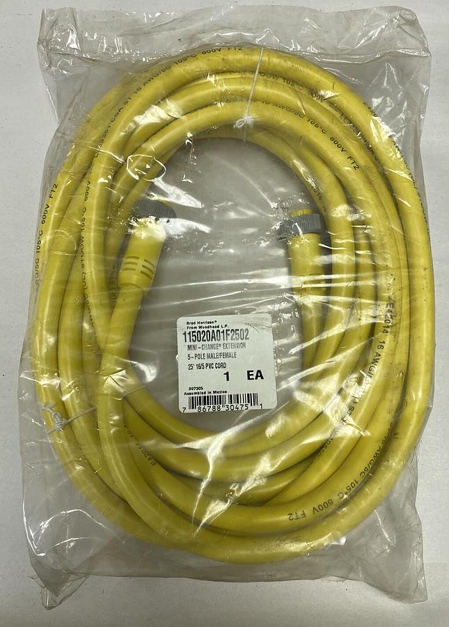 Used Brad Harrison,115020A01F2502,Mini-Change Extension 5-Pole Male/Female 25 FT