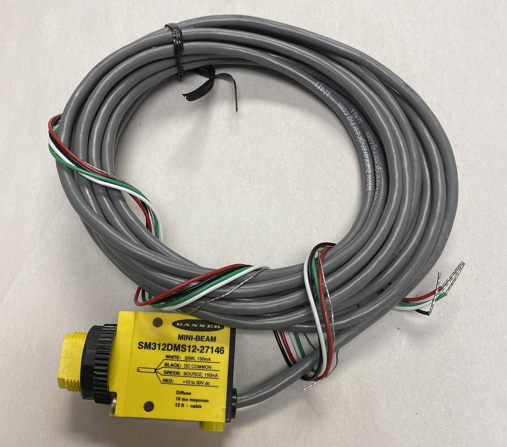 BANNER,SM312DMS12-27146,PHOTOELECTRIC DIFFUSE SENSOR NEW NO BOX