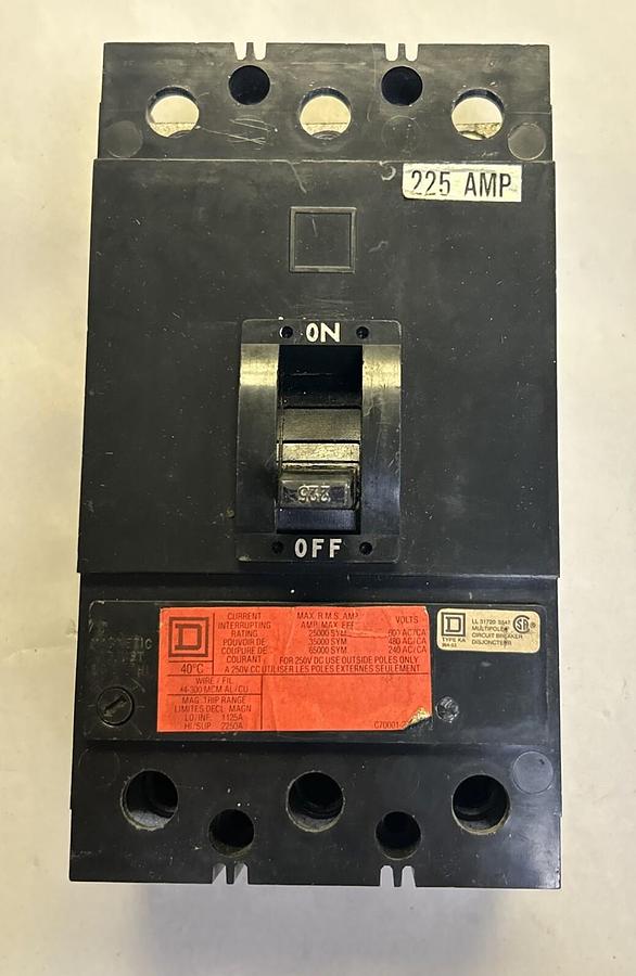 Used SQUARE D,KHL36225,CIRCUIT BREAKER 225A 600V 3P
