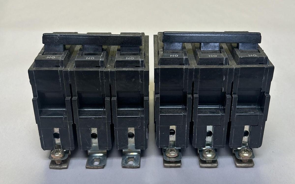 Used GENERAL ELECTRIC,THQB320,CIRCUIT BREAKER 20A 600V 3P LOT OF 2