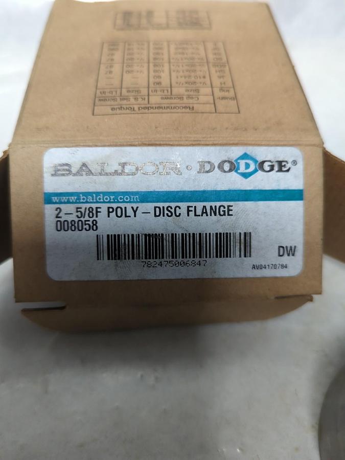 BALDOR-DOGE,008058,POLY DISC FLANGE 2-5/8 INCH NOS