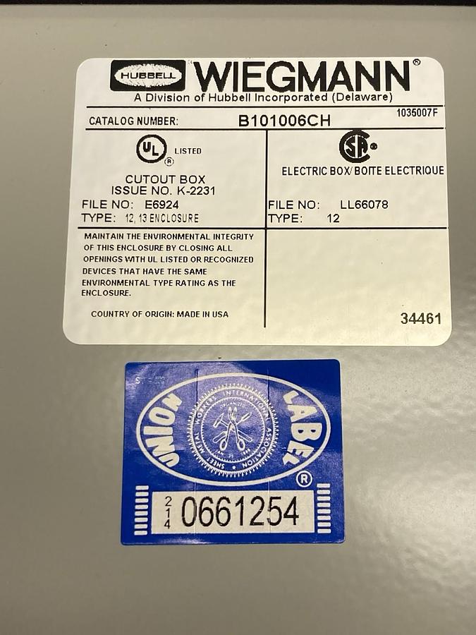 Wiegmann,B101006CH,Screw Clamps Electrical Enclosures Type 12, 13