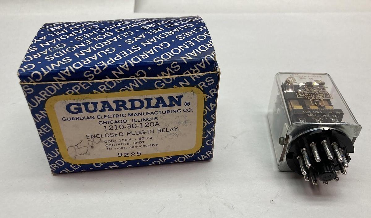 Guardians,1210-3C-120A,Enclosed Plug-In Relay 120V 60Hz 10A